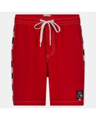 Short de Bain volley adn damier rouge