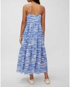 Robe extra longe à bretelle imprimée bleue