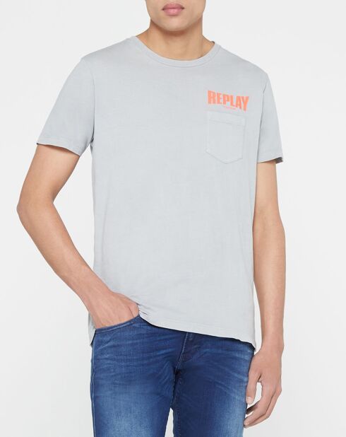 T-Shirt 100% Coton Bio pocket logo up gris clair