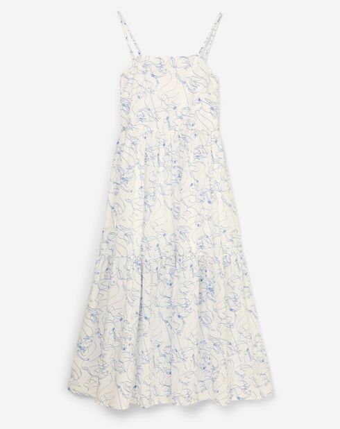 Robe extra longe à bretelle imprimée blanche