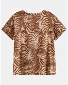 T-Shirt print corail marron