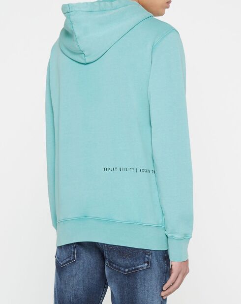Sweat hood logo chest bleu ciel