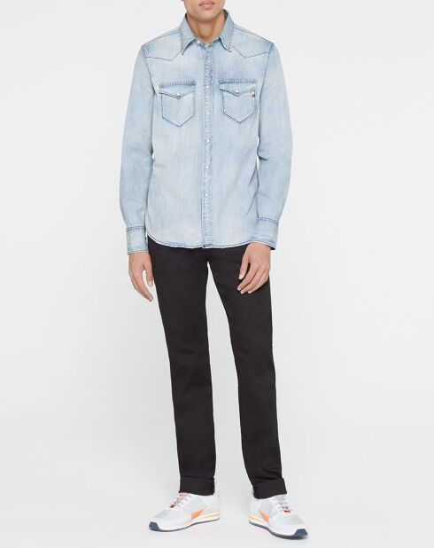 Lichtblauw, licht verouderd, lichtblauw, slim fit overhemd