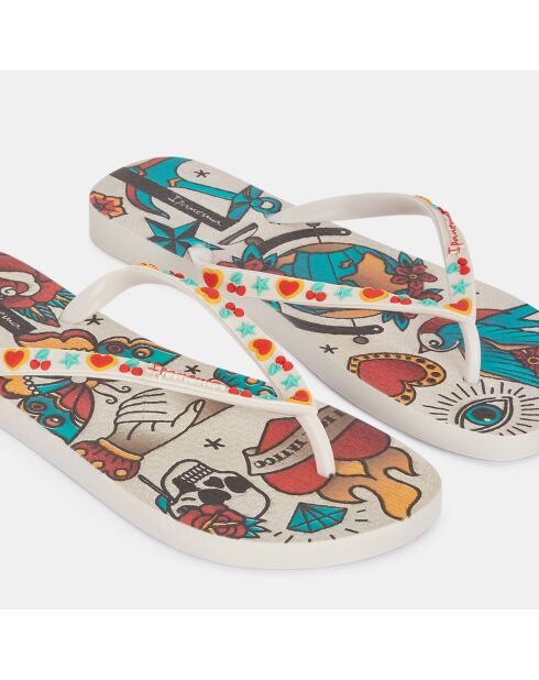 Infradito Igual Tattoo in materiale riciclato beige/multicolore