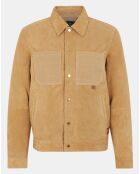 Blouson en peau suédine beige