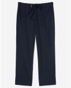 Pantalon popeline taille élastique bleu marine