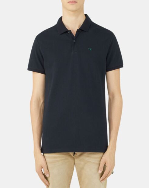 Marineblauw basic poloshirt van piqué met normale pasvorm