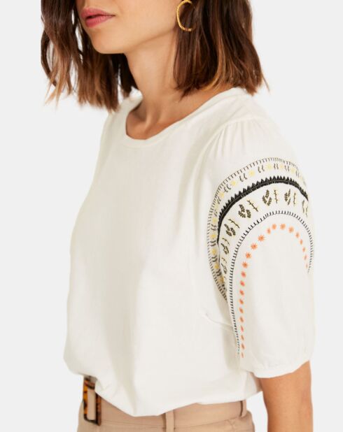 Besticktes ecrufarbenes Top Audrey