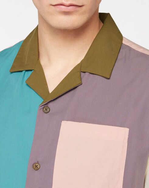 Camisa de corte regular multicolor con bloques de colores