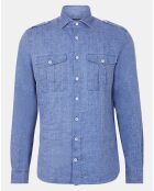 Chemise en Lin double poche bleu moyen