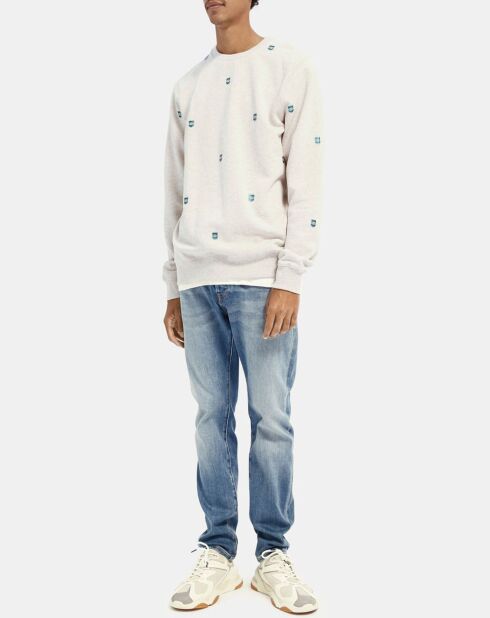 Sweat Allover imprimé  blanc/bleu