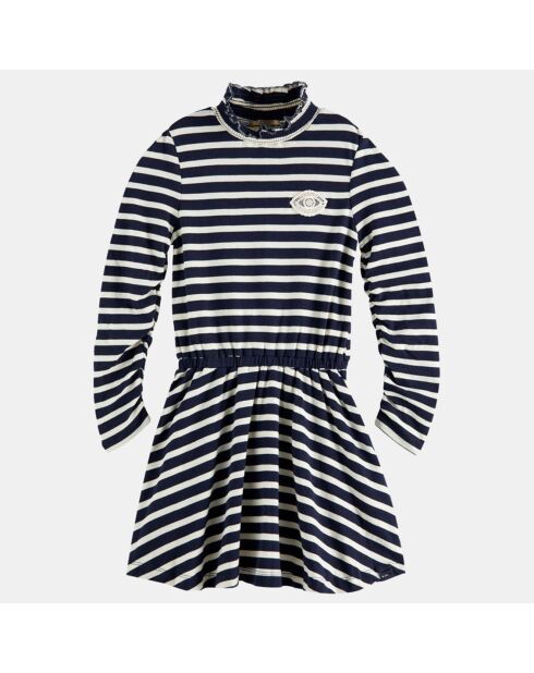 Robe manches longues marinière bleu/blanc