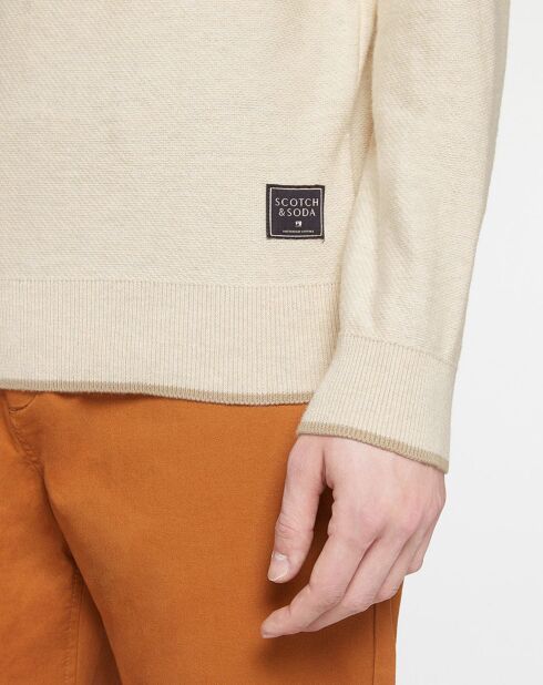 Pull en Coton & Laine col haut beige