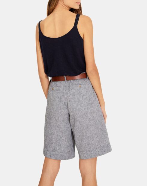 Marineblauwe tanktop van 100% linnen Elea