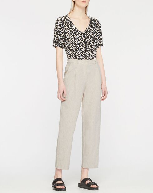 Beige broek van linnenmix Aurélie