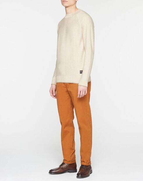 Pull en Coton & Laine col haut beige