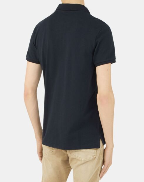 Marineblauw basic poloshirt van piqué met normale pasvorm