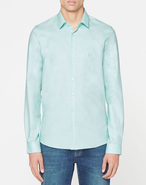 Lichtgroen, extra slank shirt met textuur