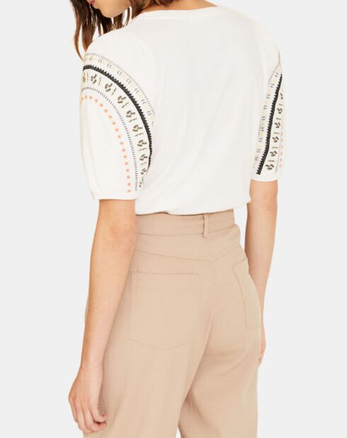 Besticktes ecrufarbenes Top Audrey