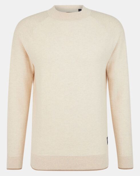 Pull en Coton & Laine col haut beige