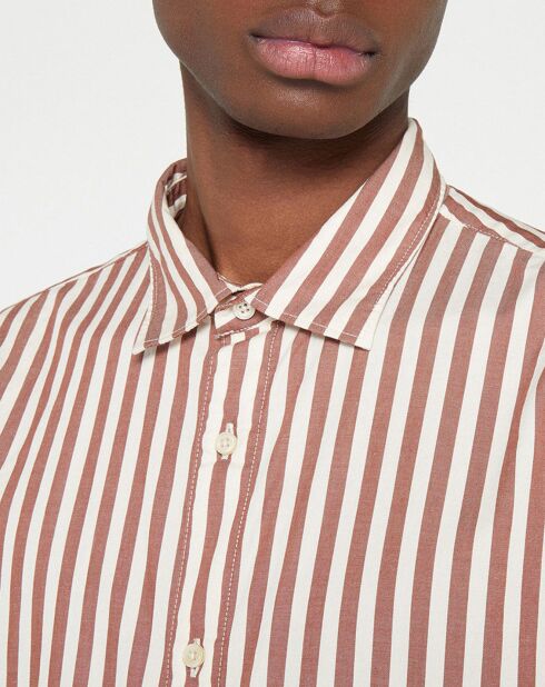 Chemise Regular Fit Baton à rayures blanc/marron