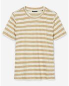T-Shirt 100% Lin rayé beige/blanc