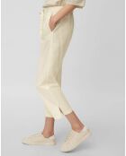 Pantalon popeline taille élastique beige