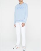 Sweat 100% Coton Bio logo central bleu ciel