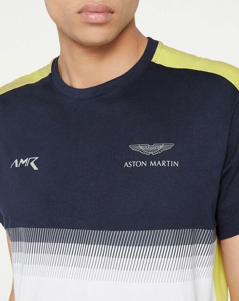 T-Shirt Aston Martin Racing colorblok blanc/bleu