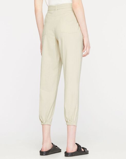 Sophie beige rechte broek met riem