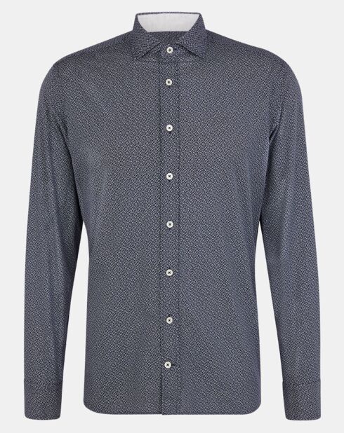 Chemise Slim Fit à imprimé fantaisie bleu foncé