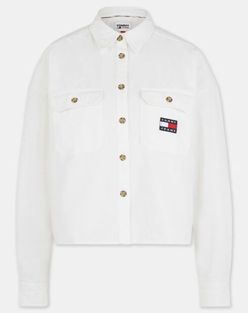 Chemise 100% Coton Bio cropped utility blanche