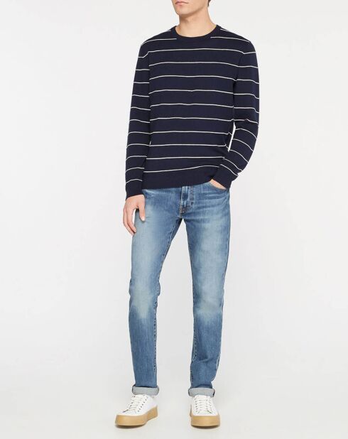 Pull en Cachemire mélangé Marinière Classic bleu marine