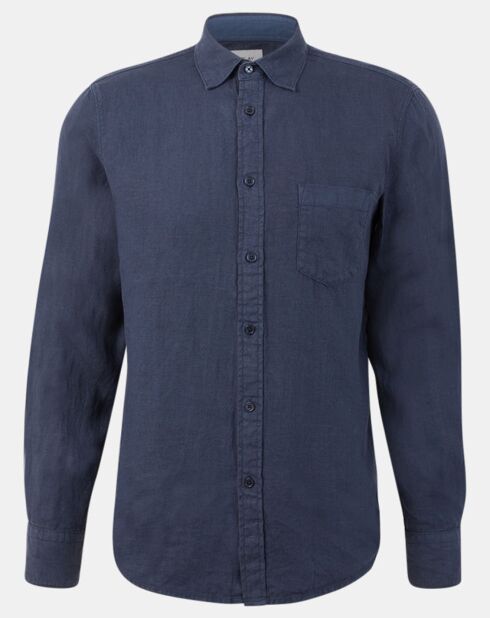 Chemise 100% Lin Regular Fit bleu marine