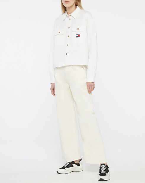 Chemise 100% Coton Bio cropped utility blanche