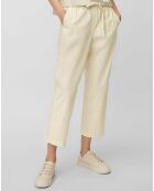 Pantalon popeline taille élastique beige