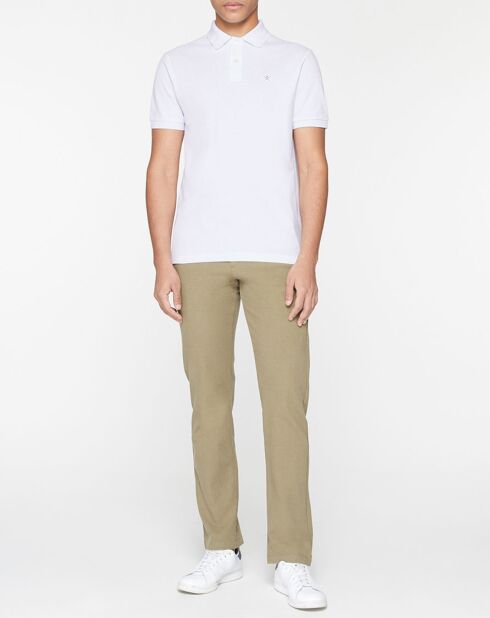 Polo Slim Fit uni blanc