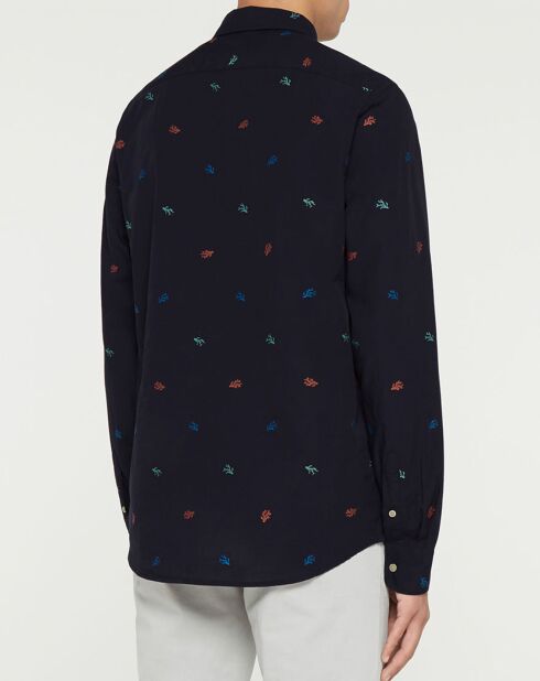Chemise Regular Fit brodée allover bleu marine