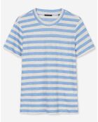 T-Shirt 100% Lin rayé bleu/blanc