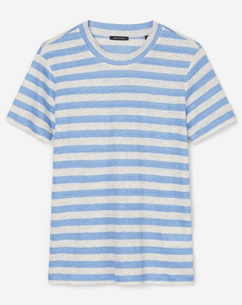 T-Shirt 100% Lin rayé bleu/blanc