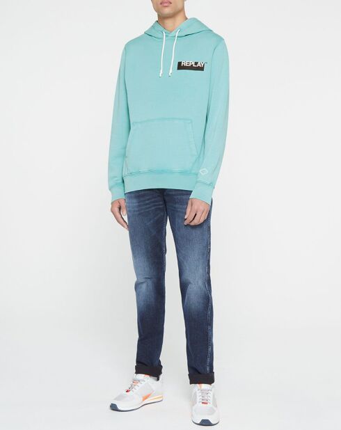 Sweat hood logo chest bleu ciel