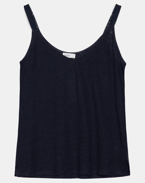 Marineblauwe tanktop van 100% linnen Elea
