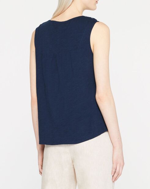 Top brodé Lily bleu marine