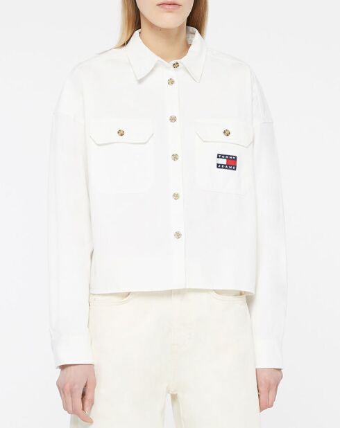 Chemise 100% Coton Bio cropped utility blanche