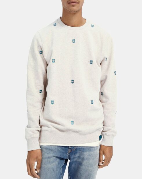 Sweat Allover imprimé  blanc/bleu