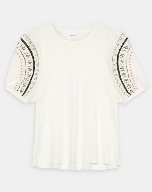 Besticktes ecrufarbenes Top Audrey