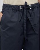 Short popeline taille élastique bleu marine