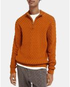Pull demi zip orange foncé