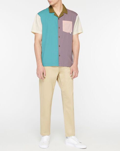 Camisa de corte regular multicolor con bloques de colores