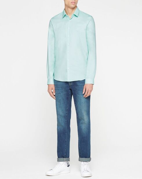 Lichtgroen, extra slank shirt met textuur